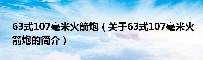 63式107毫米火箭炮（關(guān)于63式107毫米火箭炮的簡(jiǎn)介）