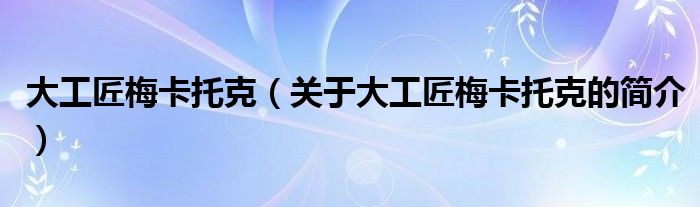 大工匠梅卡托克（關(guān)于大工匠梅卡托克的簡(jiǎn)介）