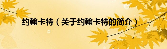 約翰卡特（關(guān)于約翰卡特的簡(jiǎn)介）