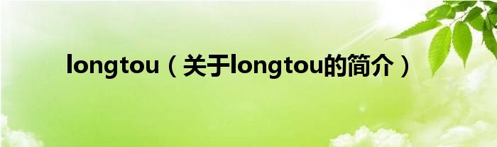 longtou（關(guān)于longtou的簡(jiǎn)介）