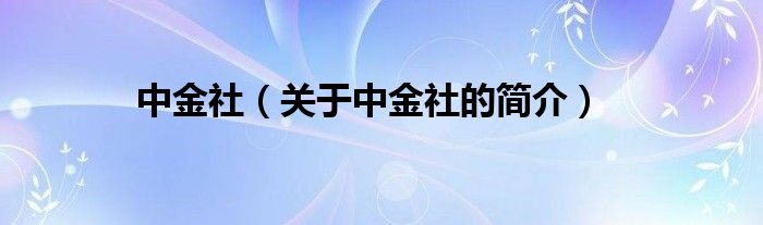 中金社（關(guān)于中金社的簡(jiǎn)介）