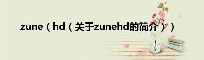 zune（hd（關(guān)于zunehd的簡介））