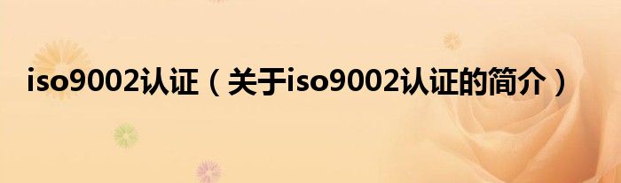 iso9002認(rèn)證（關(guān)于iso9002認(rèn)證的簡(jiǎn)介）