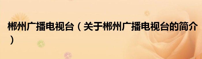 郴州廣播電視臺（關(guān)于郴州廣播電視臺的簡介）