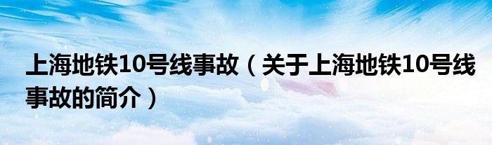 上海地鐵10號線事故（關(guān)于上海地鐵10號線事故的簡介）