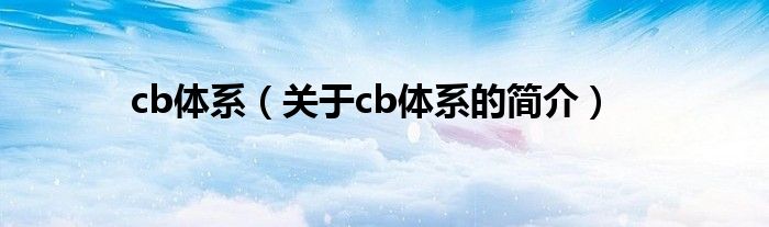 cb體系（關于cb體系的簡介）