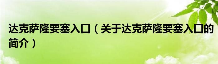 達(dá)克薩隆要塞入口（關(guān)于達(dá)克薩隆要塞入口的簡(jiǎn)介）