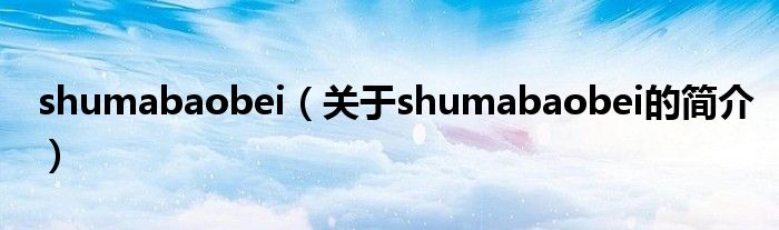 shumabaobei（關(guān)于shumabaobei的簡(jiǎn)介）