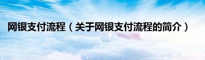 網(wǎng)銀支付流程（關(guān)于網(wǎng)銀支付流程的簡(jiǎn)介）