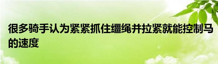 很多騎手認為緊緊抓住韁繩并拉緊就能控制馬的速度