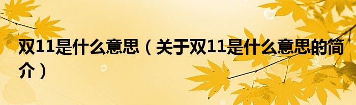 雙11是什么意思（關于雙11是什么意思的簡介）