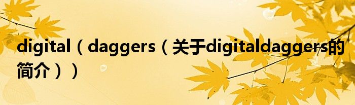 digital（daggers（關(guān)于digitaldaggers的簡(jiǎn)介））