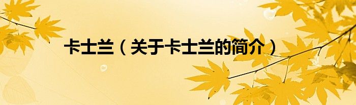 卡士蘭（關(guān)于卡士蘭的簡(jiǎn)介）