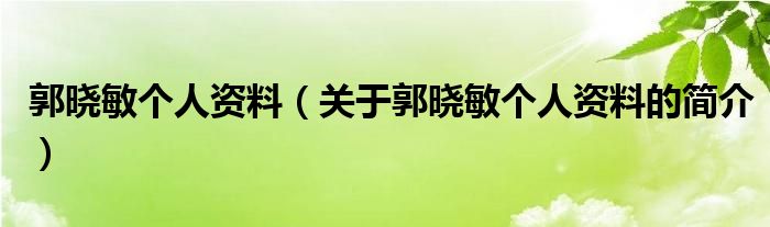 郭曉敏個(gè)人資料（關(guān)于郭曉敏個(gè)人資料的簡(jiǎn)介）