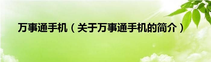 萬事通手機(jī)（關(guān)于萬事通手機(jī)的簡(jiǎn)介）