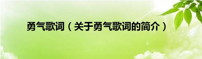 勇氣歌詞（關(guān)于勇氣歌詞的簡介）