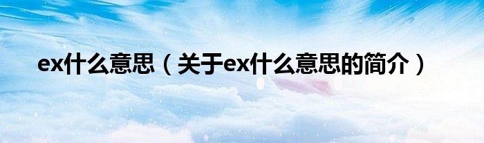 ex什么意思（關(guān)于ex什么意思的簡介）