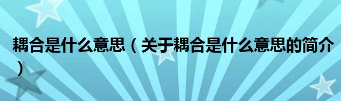 耦合是什么意思（關(guān)于耦合是什么意思的簡介）