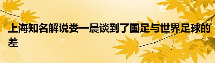 上海知名解說婁一晨談到了國足與世界足球的差