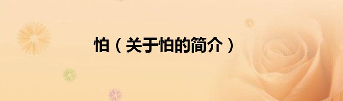 怕（關(guān)于怕的簡(jiǎn)介）