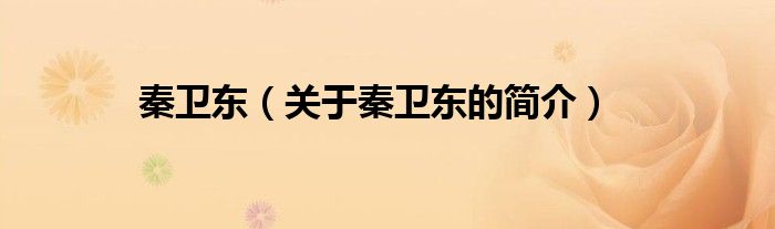 秦衛(wèi)東（關(guān)于秦衛(wèi)東的簡(jiǎn)介）