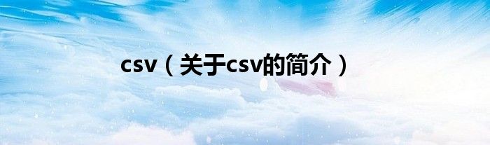 csv（關(guān)于csv的簡(jiǎn)介）