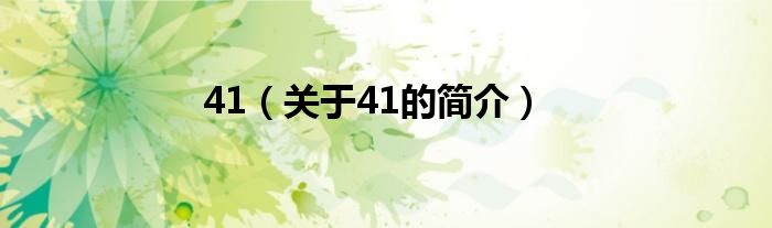 41（關(guān)于41的簡(jiǎn)介）