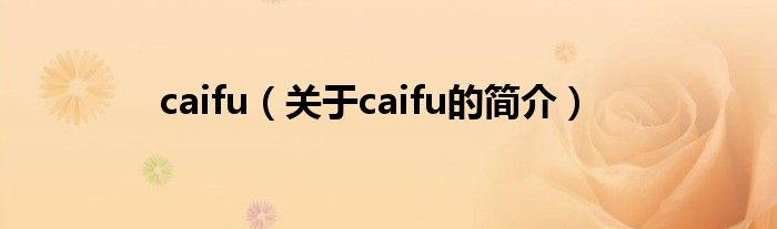 caifu（關(guān)于caifu的簡介）