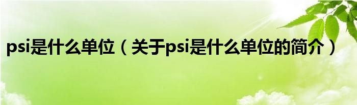 psi是什么單位（關(guān)于psi是什么單位的簡(jiǎn)介）