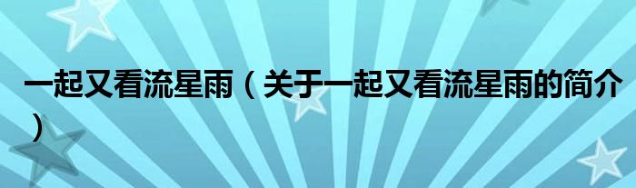 一起又看流星雨（關(guān)于一起又看流星雨的簡(jiǎn)介）