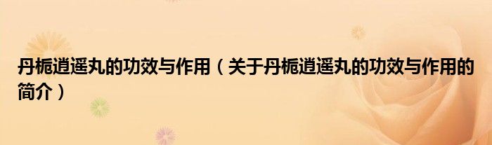 丹梔逍遙丸的功效與作用（關(guān)于丹梔逍遙丸的功效與作用的簡介）