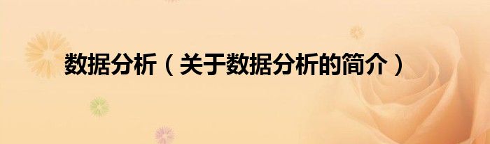 數(shù)據(jù)分析（關(guān)于數(shù)據(jù)分析的簡(jiǎn)介）