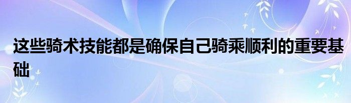 這些騎術(shù)技能都是確保自己騎乘順利的重要基礎