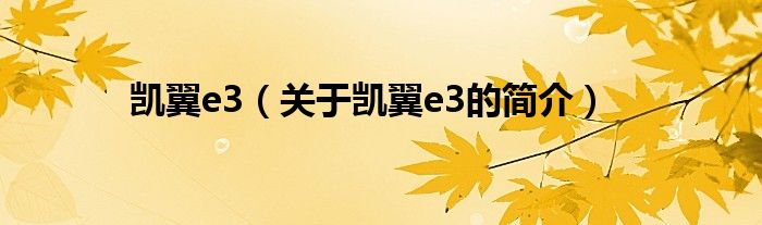 凱翼e3（關(guān)于凱翼e3的簡(jiǎn)介）