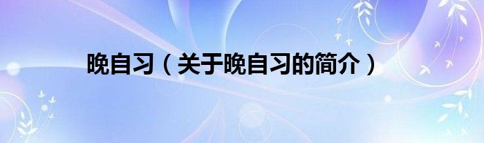 晚自習(xí)（關(guān)于晚自習(xí)的簡(jiǎn)介）