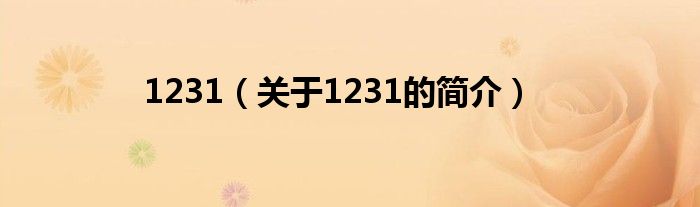 1231（關(guān)于1231的簡介）