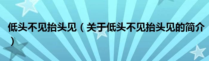 低頭不見抬頭見（關(guān)于低頭不見抬頭見的簡介）