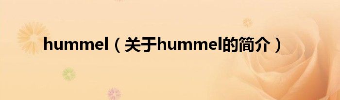 hummel（關(guān)于hummel的簡介）