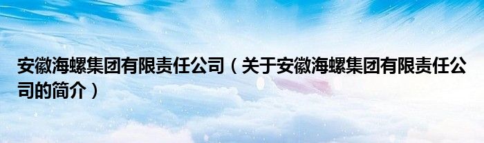 安徽海螺集團(tuán)有限責(zé)任公司（關(guān)于安徽海螺集團(tuán)有限責(zé)任公司的簡(jiǎn)介）