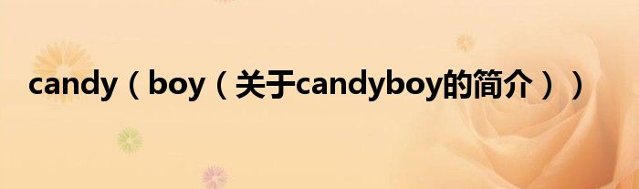 candy（boy（關(guān)于candyboy的簡介））