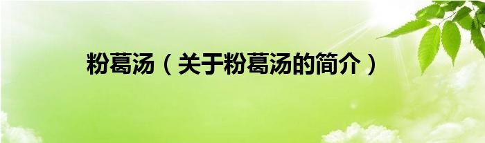 粉葛湯（關(guān)于粉葛湯的簡(jiǎn)介）