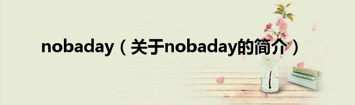 nobaday（關(guān)于nobaday的簡介）