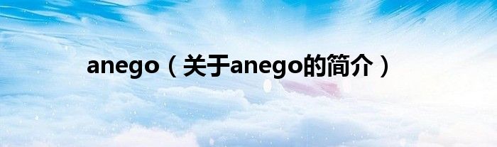 anego（關(guān)于anego的簡(jiǎn)介）