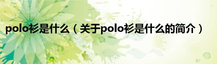 polo衫是什么（關(guān)于polo衫是什么的簡(jiǎn)介）