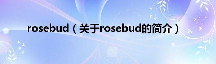 rosebud（關(guān)于rosebud的簡介）