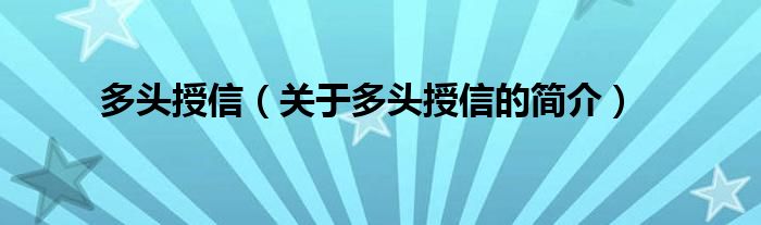 多頭授信（關于多頭授信的簡介）