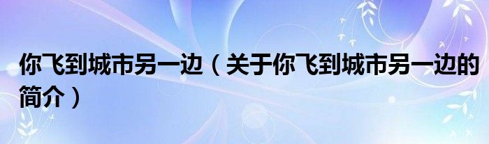 你飛到城市另一邊（關(guān)于你飛到城市另一邊的簡介）