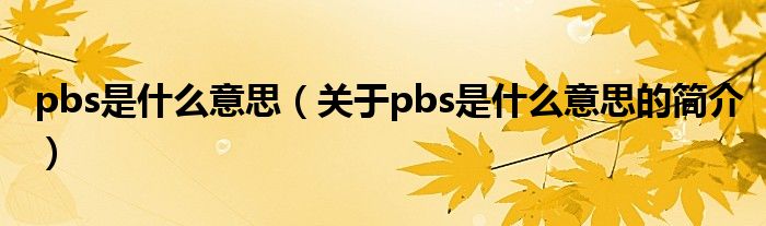 pbs是什么意思（關(guān)于pbs是什么意思的簡介）