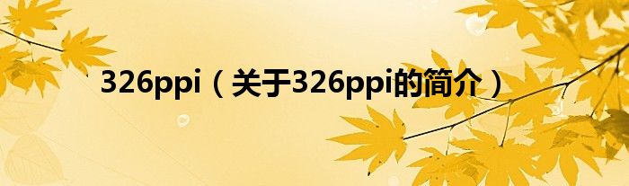 326ppi（關于326ppi的簡介）