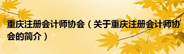 重慶注冊(cè)會(huì)計(jì)師協(xié)會(huì)（關(guān)于重慶注冊(cè)會(huì)計(jì)師協(xié)會(huì)的簡介）